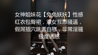 女神姐妹花【兔兔妖妖】性感红衣包臀裙，双女互舔骚逼，假屌插穴跳蛋自慰，非常淫骚极度诱惑