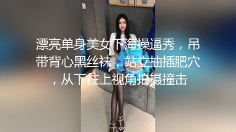 漂亮单身美女下海操逼秀，吊带背心黑丝袜，站立抽插肥穴，从下往上视角拍摄撞击